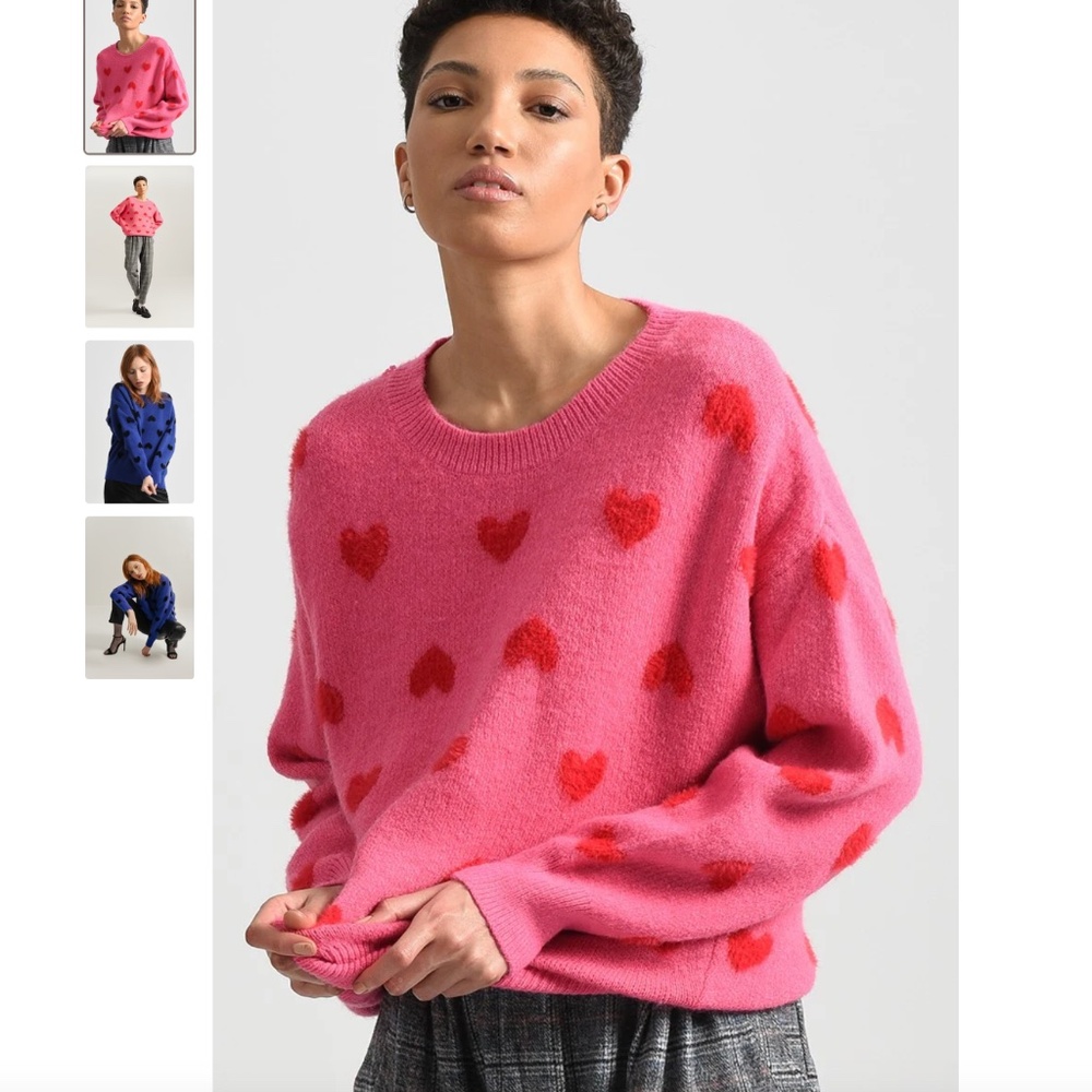 Molly Bracken Baby Heart Pattern Sweater, size Large